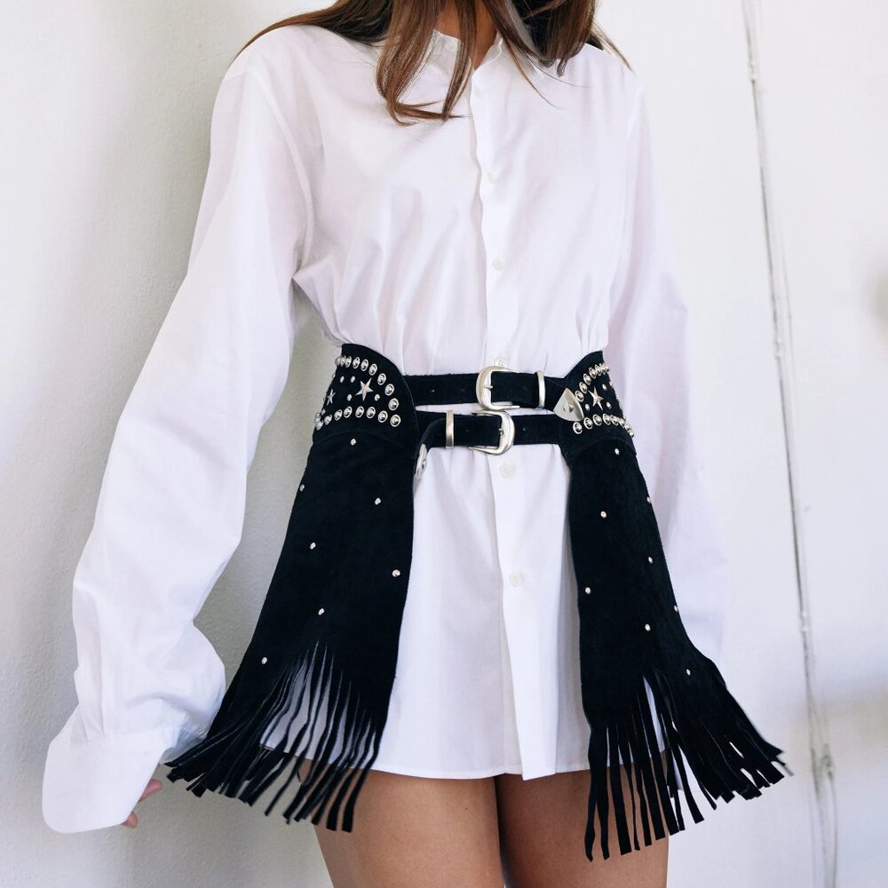 Understated Leather Black Paris Texas Chapskirt, Medium